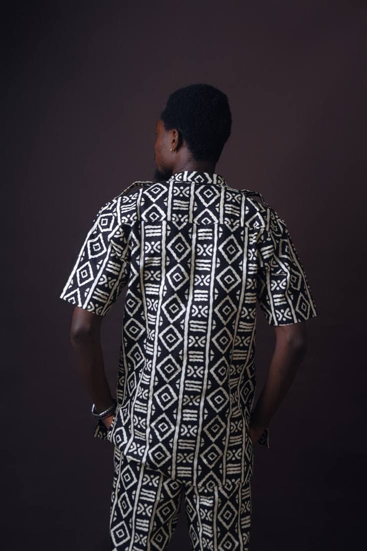 Black and cream mudcloth two-piece