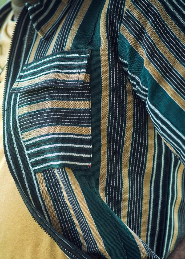 Green aso-oke weave detail